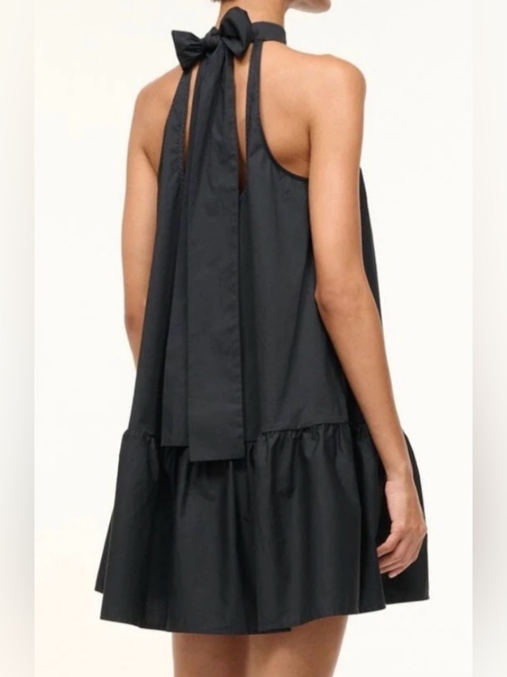 Staud Marlowe High Neck Halter Tie Flounce Mini Dress - Picture 2 of 10
